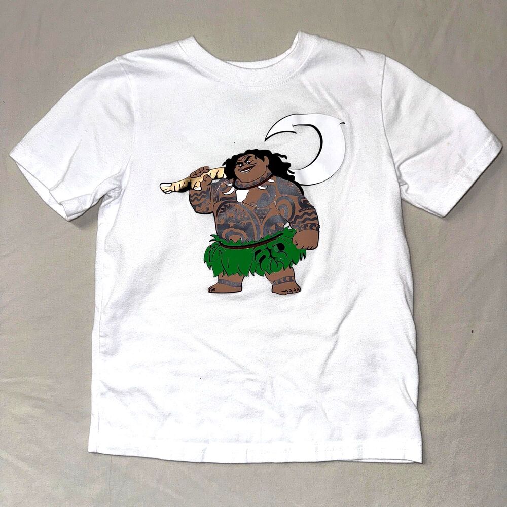 Disney Moana Maui Movie T-Shirt Kids 5T Graphic Tee Shirt Hei Hei Hula Hawaii